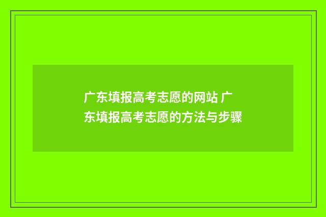 广东填报高考志愿的网站 广东填报高考志愿的方法与步骤