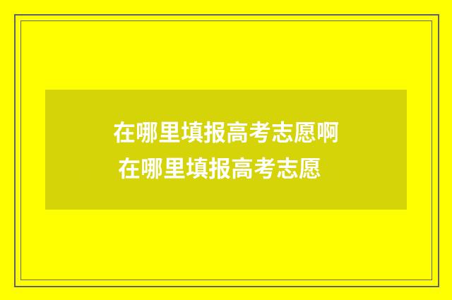 在哪里填报高考志愿啊 在哪里填报高考志愿