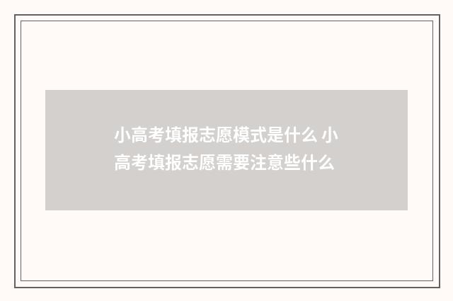 小高考填报志愿模式是什么 小高考填报志愿需要注意些什么