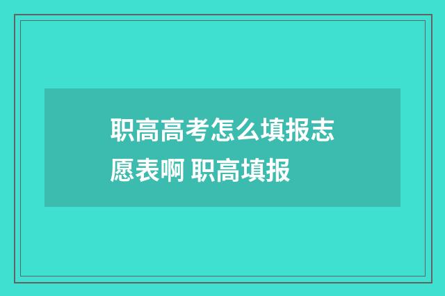 职高高考怎么填报志愿表啊 职高填报