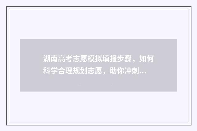湖南高考志愿模拟填报步骤，如何科学合理规划志愿，助你冲刺理想院校！ 湖南高考志愿模拟系统