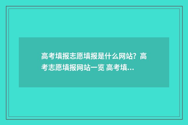 高考填报志愿填报是什么网站？高考志愿填报网站一览 高考填报志愿填完后的页面