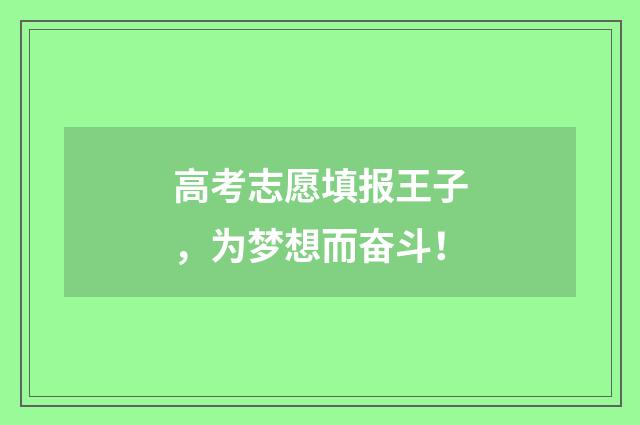高考志愿填报王子，为梦想而奋斗！