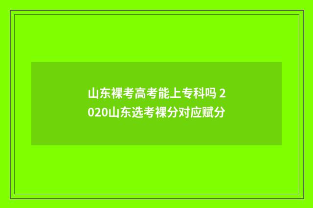 山东裸考高考能上专科吗 2020山东选考裸分对应赋分