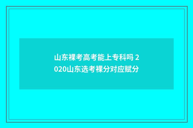 山东裸考高考能上专科吗 2020山东选考裸分对应赋分