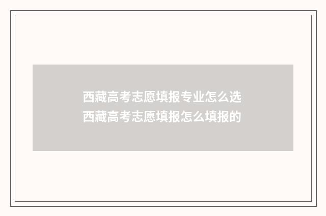 西藏高考志愿填报专业怎么选 西藏高考志愿填报怎么填报的