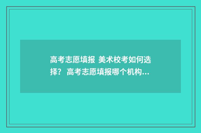 高考志愿填报 美术校考如何选择？ 高考志愿填报哪个机构好