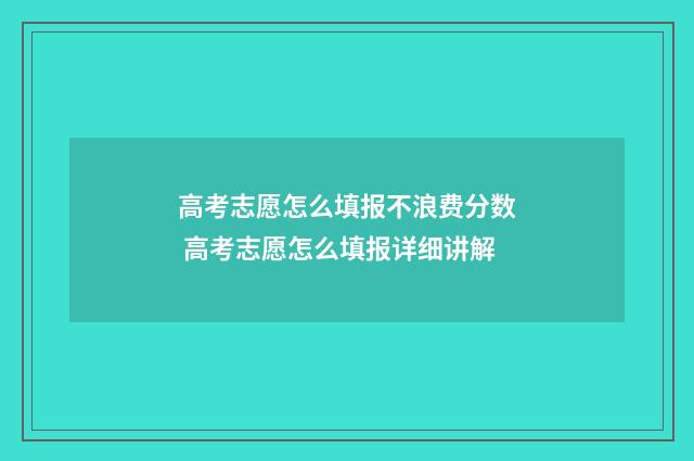 高考志愿怎么填报不浪费分数 高考志愿怎么填报详细讲解