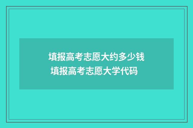 填报高考志愿大约多少钱 填报高考志愿大学代码