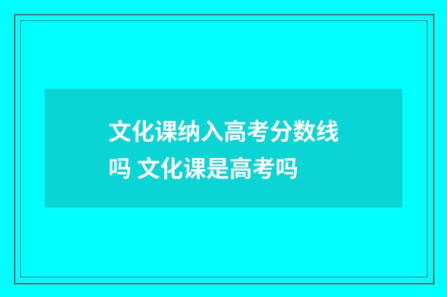 文化课纳入高考分数线吗 文化课是高考吗