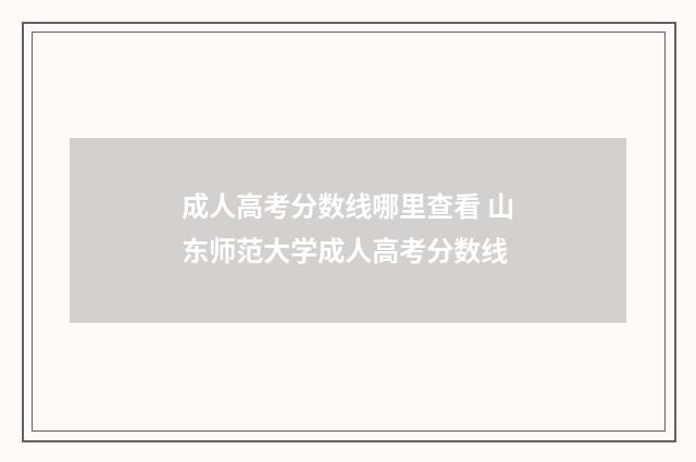 成人高考分数线哪里查看 山东师范大学成人高考分数线
