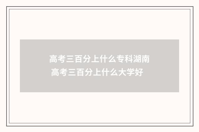高考三百分上什么专科湖南 高考三百分上什么大学好
