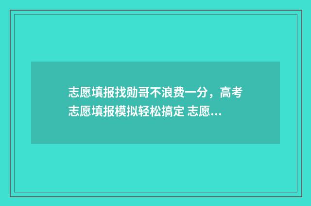 志愿填报找勋哥不浪费一分，高考志愿填报模拟轻松搞定 志愿填报找勋哥网站 高考志愿