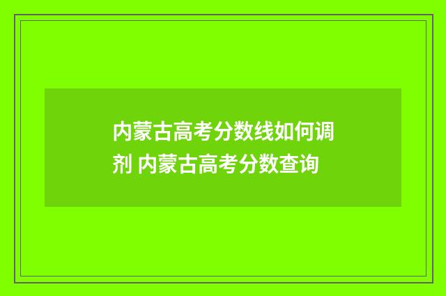 内蒙古高考分数线如何调剂 内蒙古高考分数查询