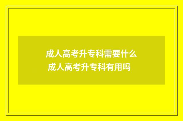成人高考升专科需要什么 成人高考升专科有用吗