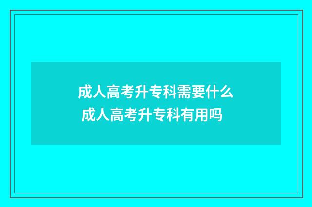 成人高考升专科需要什么 成人高考升专科有用吗