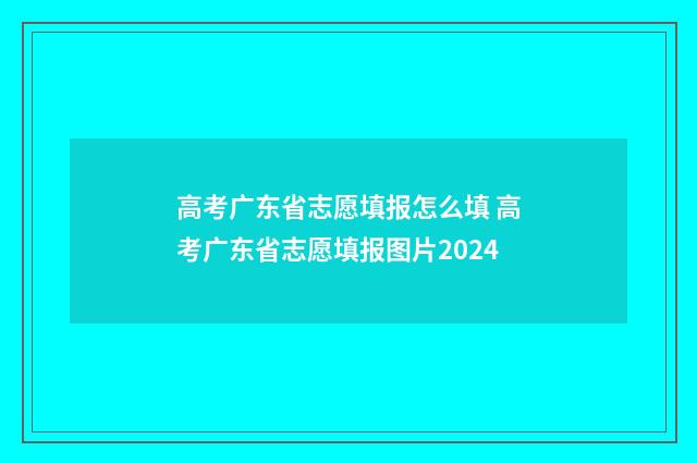 高考广东省志愿填报怎么填 高考广东省志愿填报图片2024