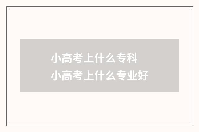 小高考上什么专科 小高考上什么专业好