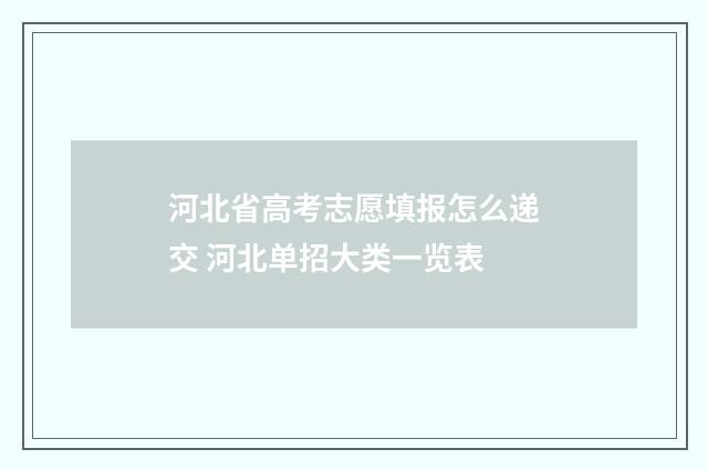 河北省高考志愿填报怎么递交 河北单招大类一览表