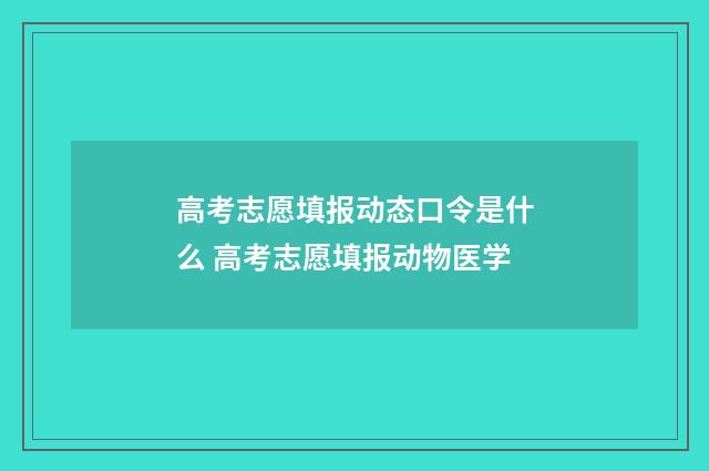 高考志愿填报动态口令是什么 高考志愿填报动物医学