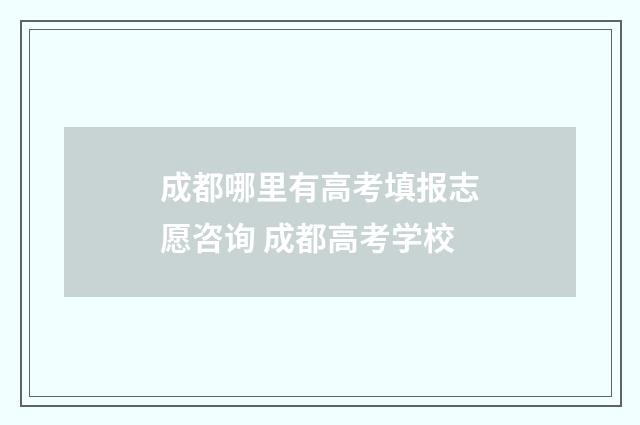 成都哪里有高考填报志愿咨询 成都高考学校