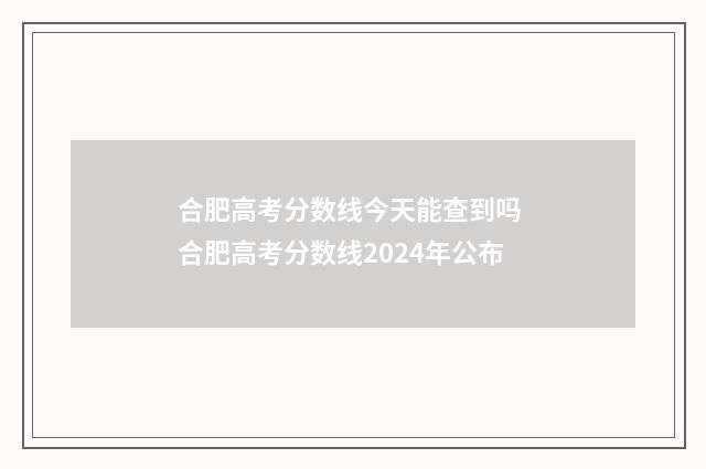 合肥高考分数线今天能查到吗 合肥高考分数线2024年公布