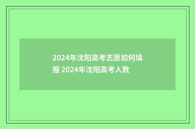2024年沈阳高考志愿如何填报 2024年沈阳高考人数