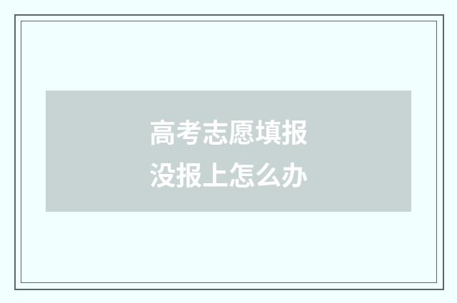 高考志愿填报没报上怎么办