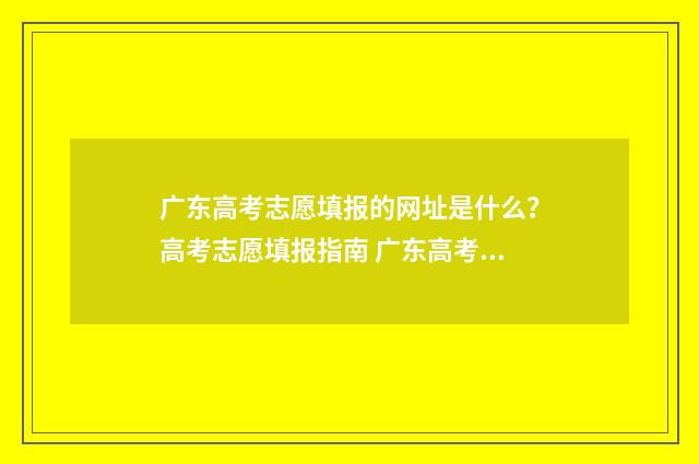 广东高考志愿填报的网址是什么？高考志愿填报指南 广东高考志愿填报状态查询