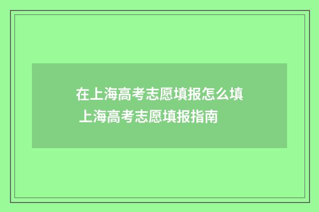 在上海高考志愿填报怎么填 上海高考志愿填报指南