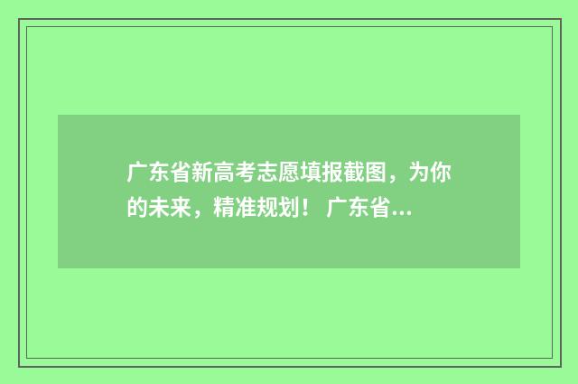 广东省新高考志愿填报截图，为你的未来，精准规划！ 广东省新高考志愿填报表