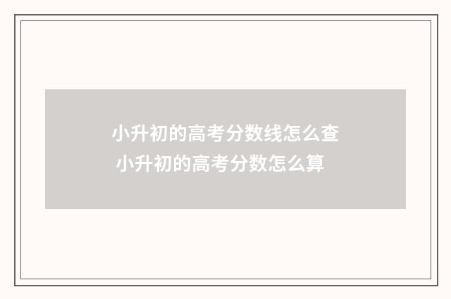 小升初的高考分数线怎么查 小升初的高考分数怎么算