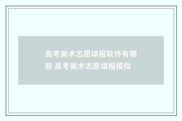 高考美术志愿填报软件有哪些 高考美术志愿填报模拟