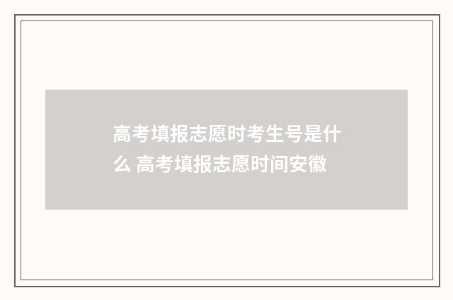 高考填报志愿时考生号是什么 高考填报志愿时间安徽