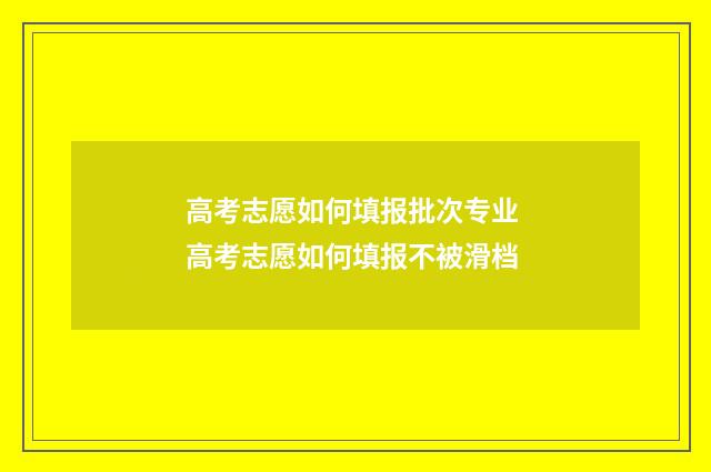 高考志愿如何填报批次专业 高考志愿如何填报不被滑档