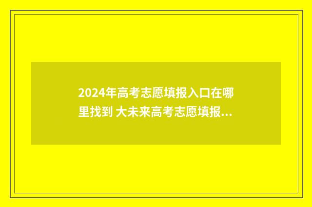 2024年高考志愿填报入口在哪里找到 大未来高考志愿填报官网