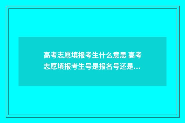 高考志愿填报考生什么意思 高考志愿填报考生号是报名号还是准考证号