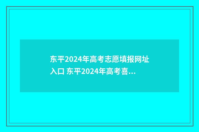 东平2024年高考志愿填报网址入口 东平2024年高考喜报