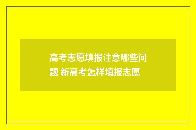 高考志愿填报注意哪些问题 新高考怎样填报志愿