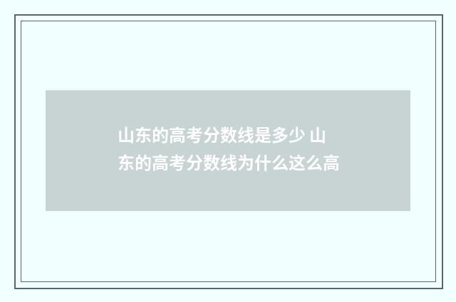 山东的高考分数线是多少 山东的高考分数线为什么这么高