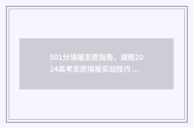 501分填报志愿指南，湖南2024高考志愿填报实战技巧 高考志愿530至520学校