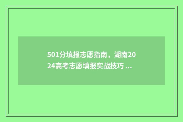501分填报志愿指南，湖南2024高考志愿填报实战技巧 高考志愿530至520学校