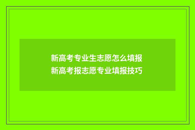新高考专业生志愿怎么填报 新高考报志愿专业填报技巧