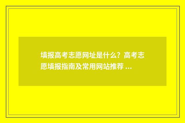 填报高考志愿网址是什么？高考志愿填报指南及常用网站推荐 高考生填报志愿网址