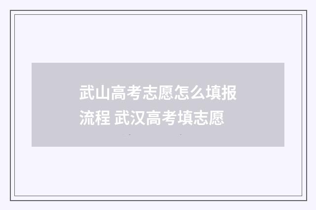 武山高考志愿怎么填报流程 武汉高考填志愿
