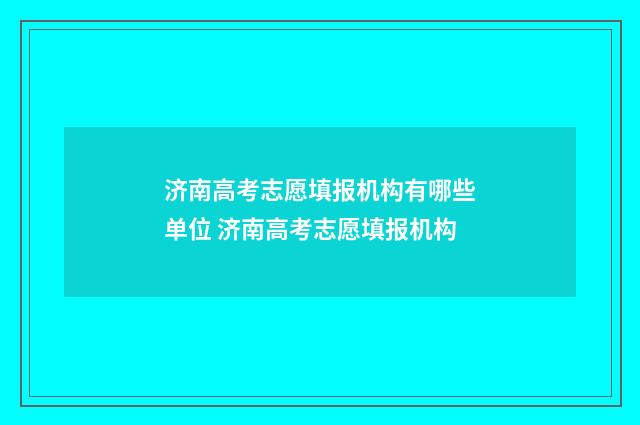 济南高考志愿填报机构有哪些单位 济南高考志愿填报机构