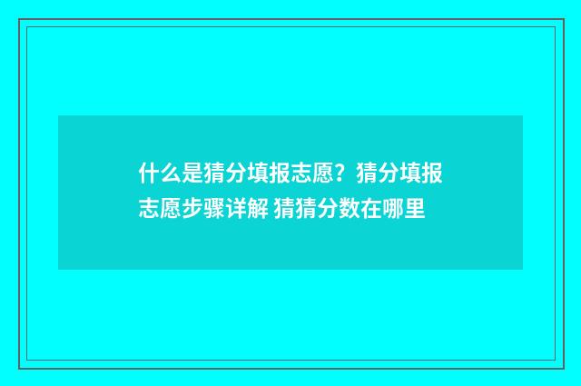 什么是猜分填报志愿？猜分填报志愿步骤详解 猜猜分数在哪里