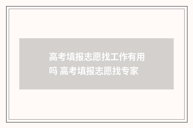 高考填报志愿找工作有用吗 高考填报志愿找专家