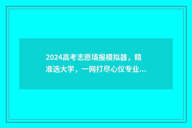 2024高考志愿填报模拟器，精准选大学，一网打尽心仪专业 2024高考志愿填报时间和截止时间