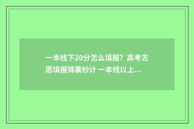 一本线下20分怎么填报？高考志愿填报锦囊妙计 一本线以上20分能报哪些学校